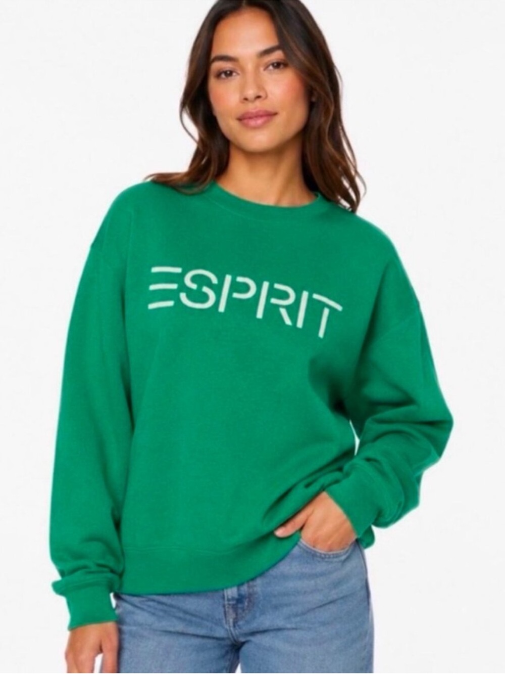 Esprit Green Logo Crewneck Sweatshirt